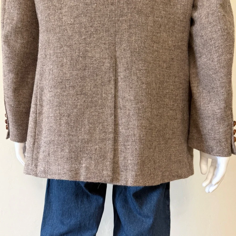 Rare Vintage Levis Mens Brown Tweed 100% Wool Blazer‎ with Leather Buttons 42R